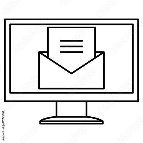 monitor computer with envelope mail