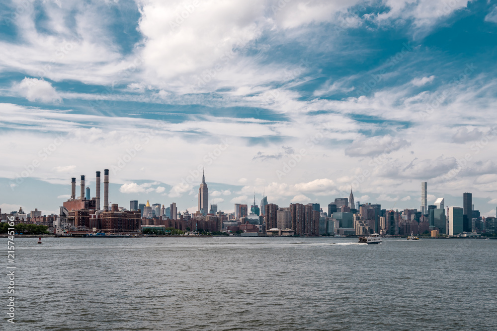 Manhattan Midtown skyline view over East river, New York, USA