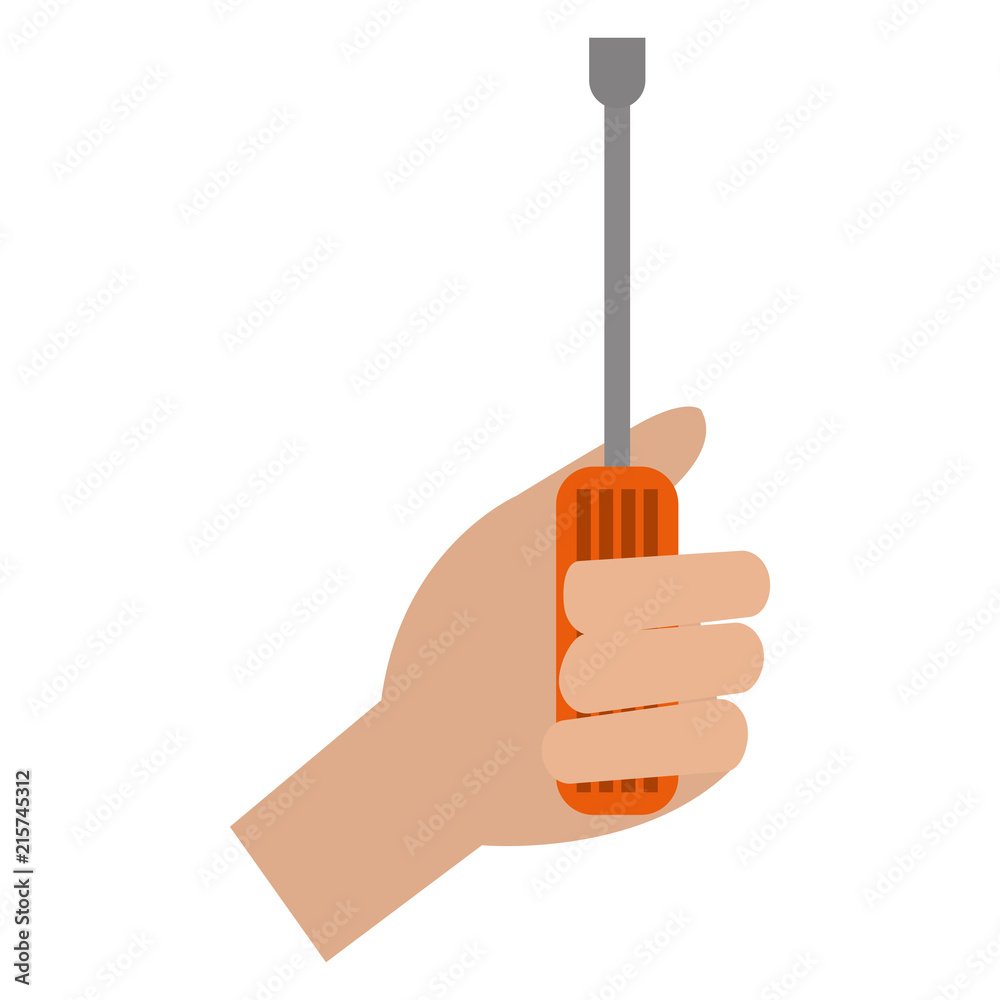 hand with screwdriver tool hand with screwdriver tool