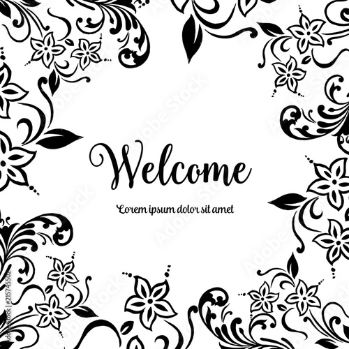 Greeting card welcome with flower design art vector illustration