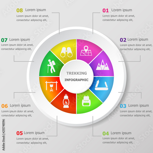 Infographic design template with trekking icons