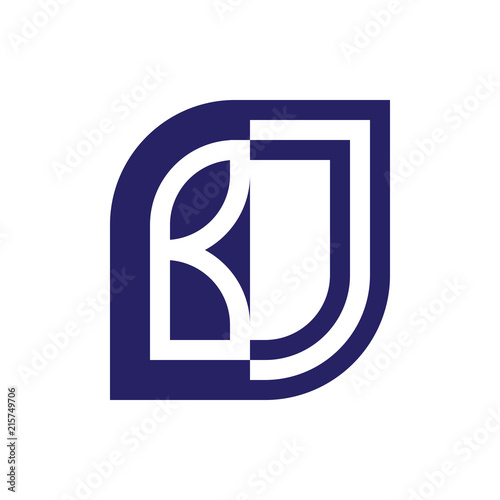 BJ initial letter emblem logo negative space