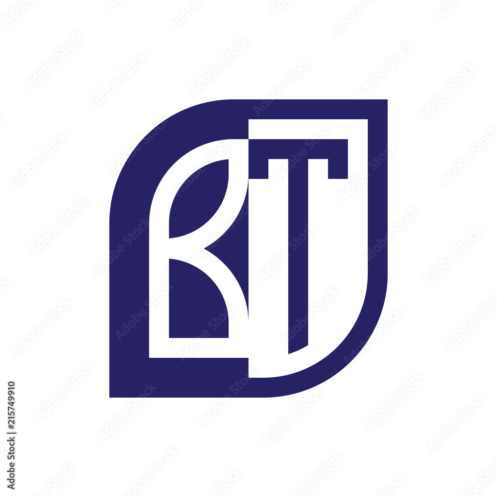 BT initial letter emblem logo negative space
