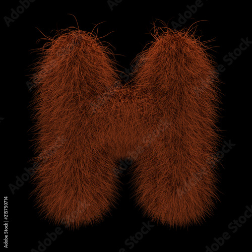 3D Rendering Creative Illustration Ginger Orangutan Furry Letter H