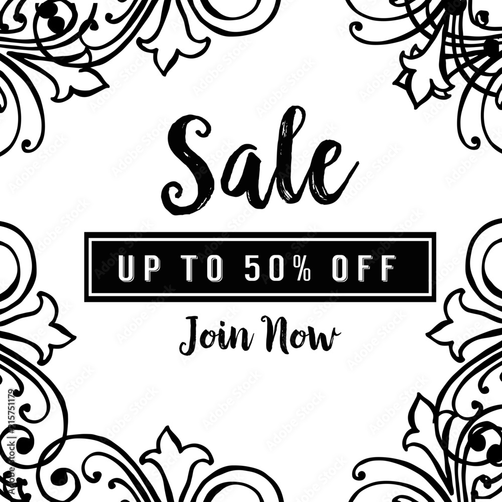 sale banner hand drawn floral design elements vector illustration