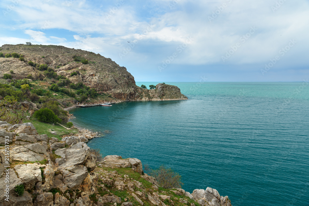 View of Van lake from Akdamar Island. in Turkey