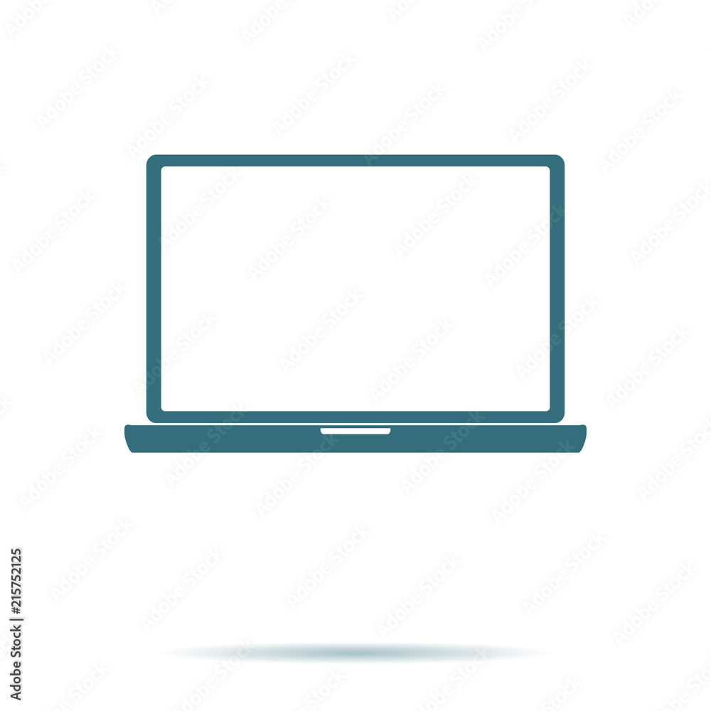 Blue Laptop icon isolated on background. Modern simple flat PC sign. Business, internet concept. Tre Blue Laptop icon isolated on background. Modern simple flat PC sign. Business, internet concept. Tre