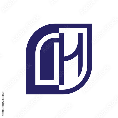 DH initial letter emblem logo negative space