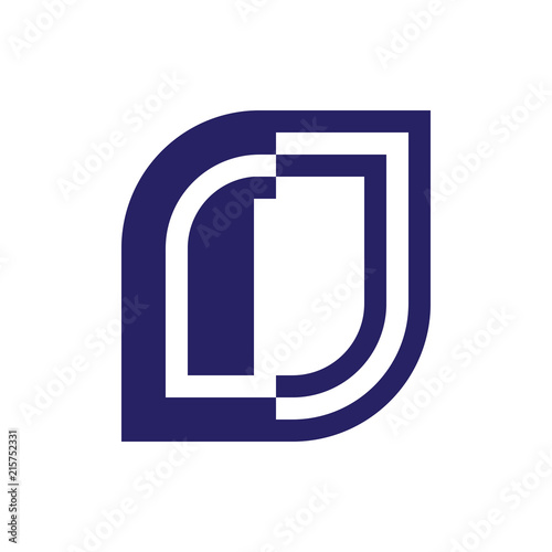 DJ initial letter emblem logo negative space