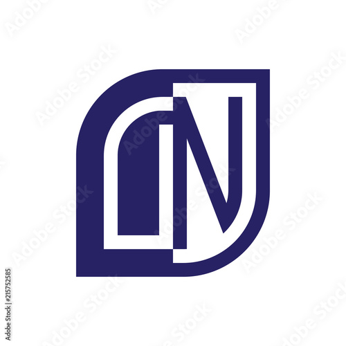 DN initial letter emblem logo negative space