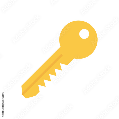 Yellow key icon, on the white background. Vector.