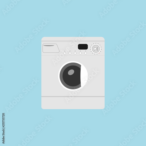 Washing mashine icon. White Washing mashine. Flat design. Vector.