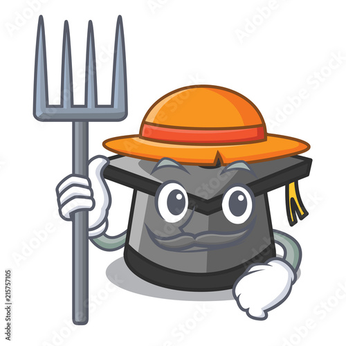 Farmer graduation hat character cartoon