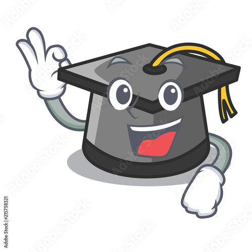 Okay graduation hat character cartoon