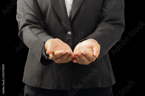 Hands to showing something isolated with clipping path