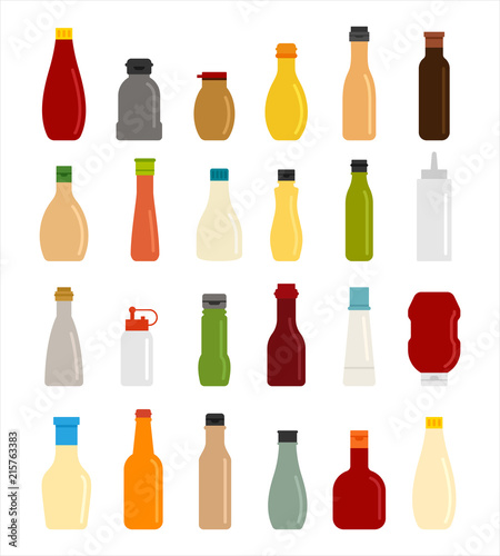 Various types of source bar icon objects. flat design style vector graphic illustration set