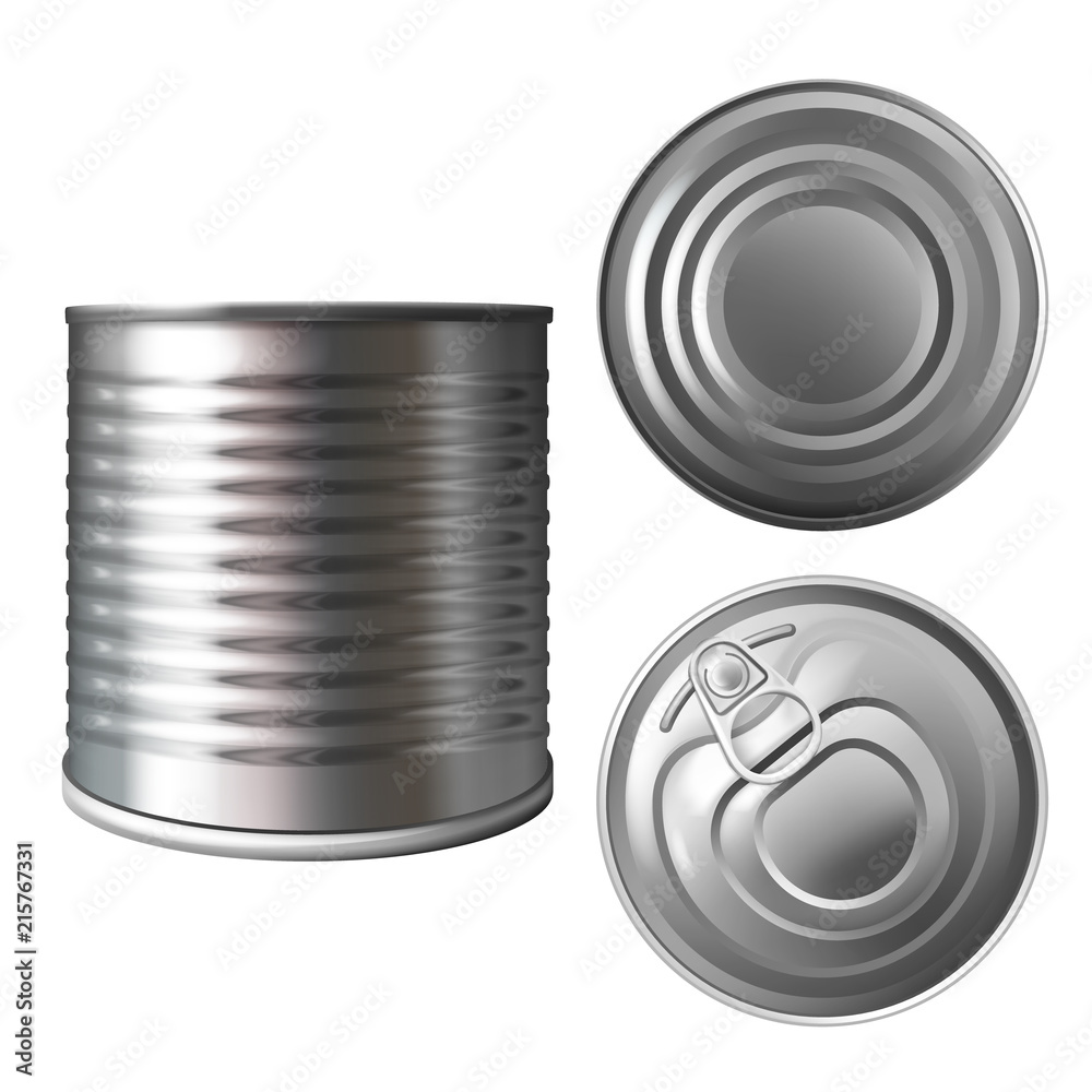 Opened Tincan Ribbed Metal Tin Can, Canned Food. Ready For Your Design.  Product Packing Vector EPS10 Royalty Free SVG, Cliparts, Vectors, and Stock  Illustration. Image 34742566.