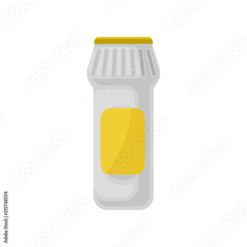 Plastic container of detergent powder, household cleaning chemical product vector Illustration on a white background