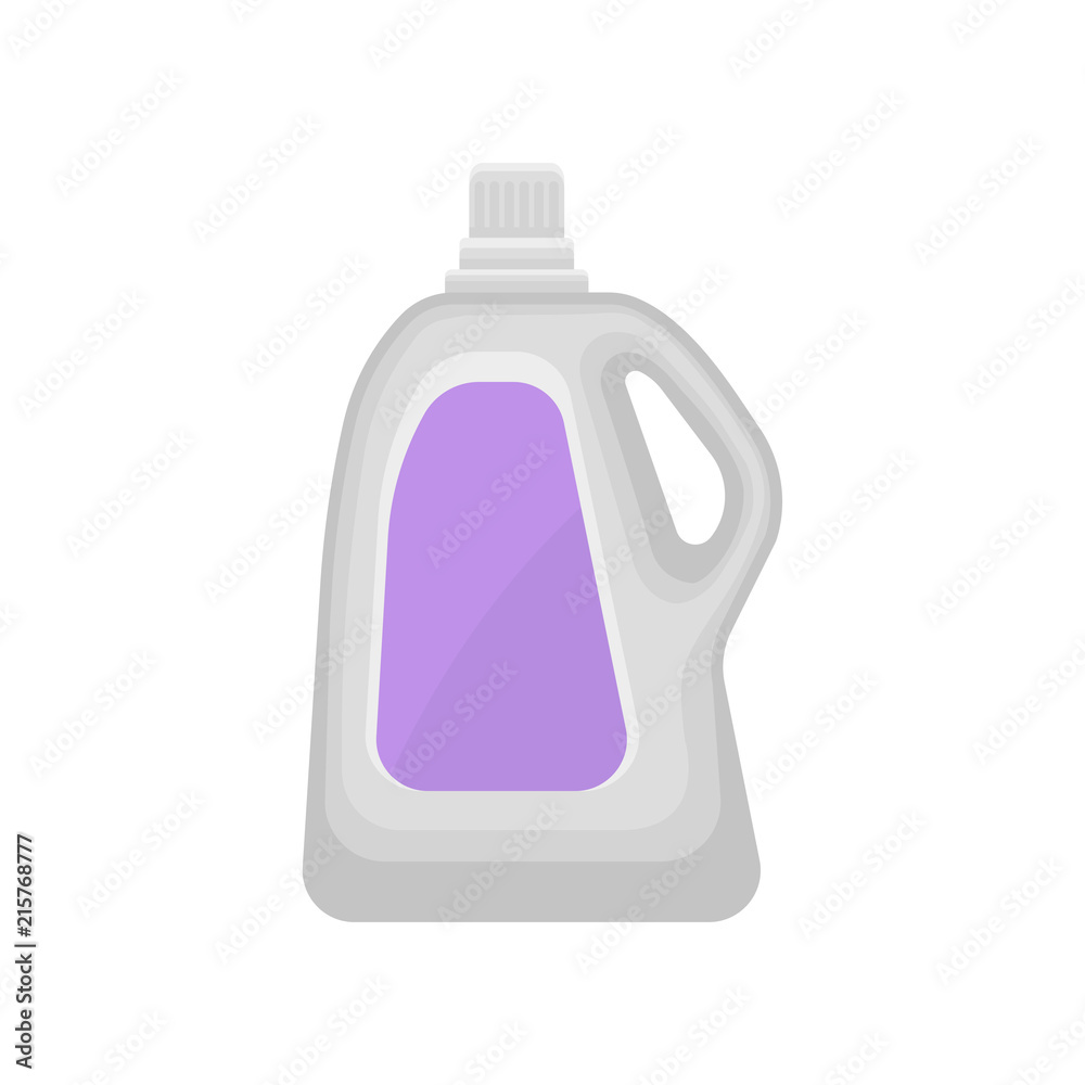 Plastic bottle for liquid laundry detergent, household cleaning chemical product container vector Illustration on a white background Plastic bottle for liquid laundry detergent, household cleaning chemical product container vector Illustration on a white background