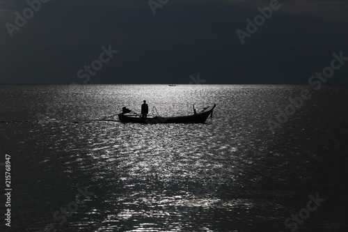 Fishermen fishing in the morning.