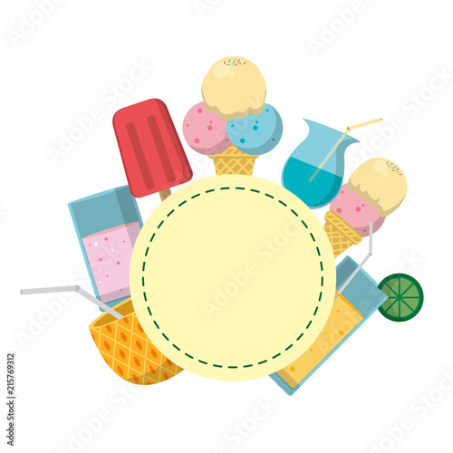 color emblem delicious ice cram and lolly wuth smoothie
