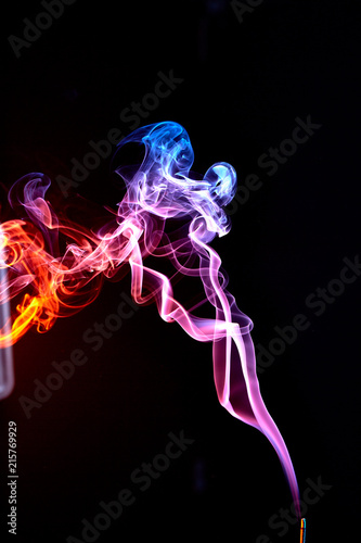 Colorful smoke on a black background
