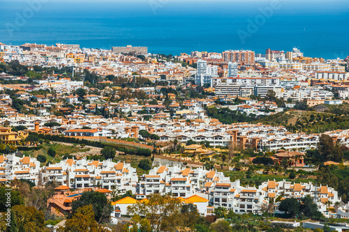 view of Mijas village at sunny day, Costa del Sol, Andalusia, Spain