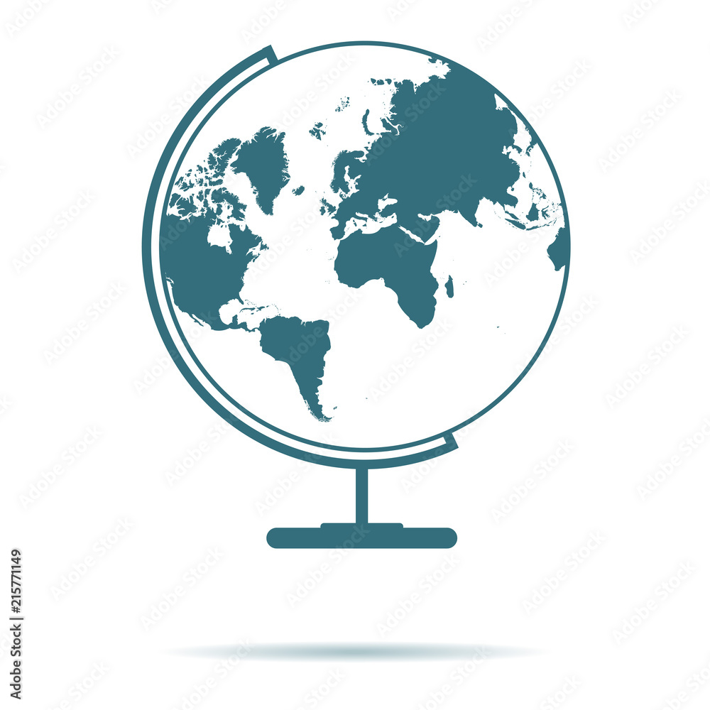 Blue Globe map icon isolated on background. Modern simple flat earth sign. Fly, internet concept. Tr Blue Globe map icon isolated on background. Modern simple flat earth sign. Fly, internet concept. Tr