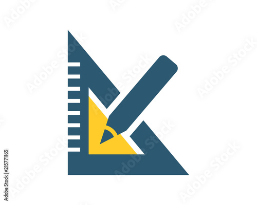 triangle ruler stationery tool equipment image vector icon logo