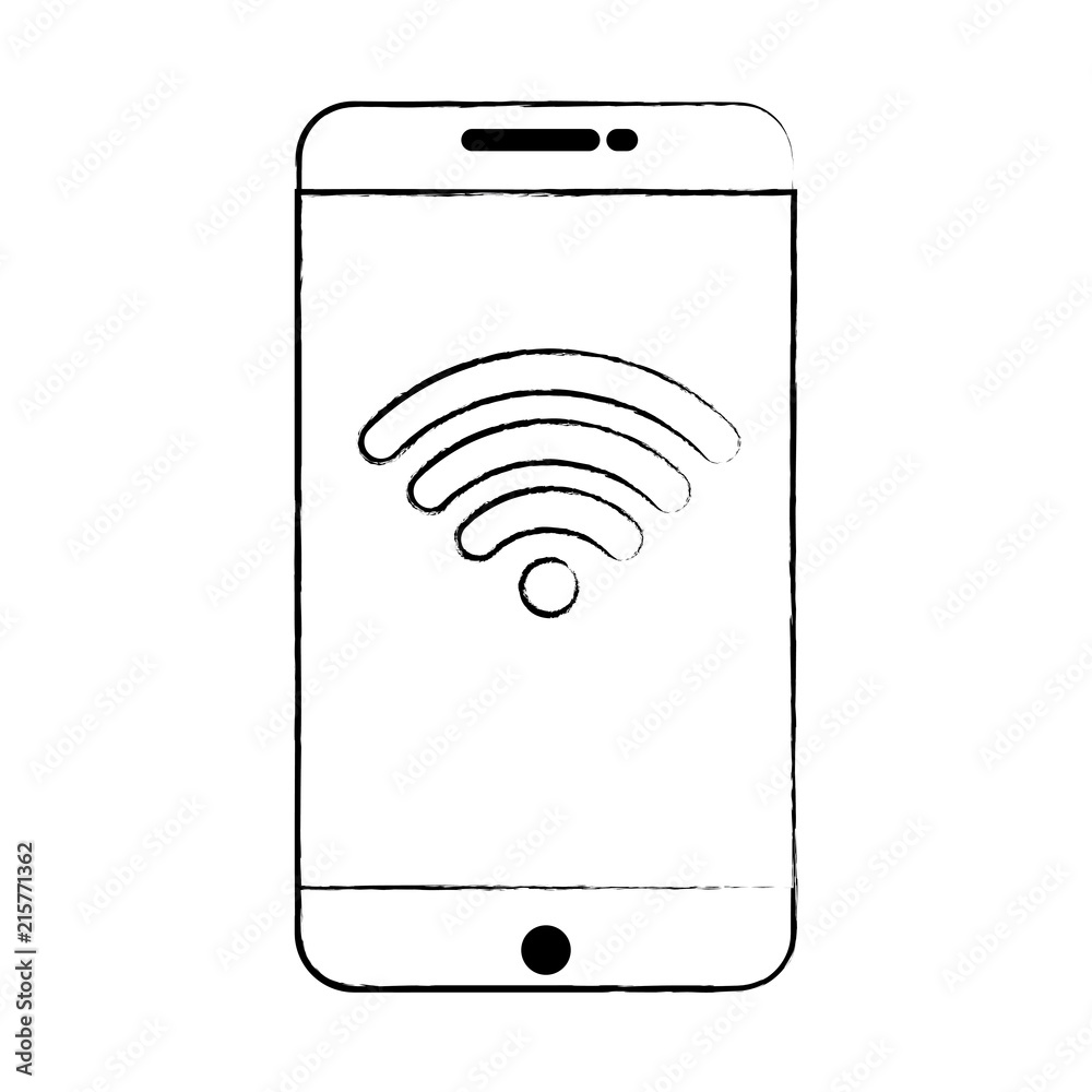 cellphone with wifi symbol over white background, vector illustration cellphone with wifi symbol over white background, vector illustration