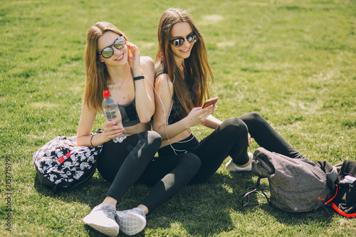 sporty girls in the park