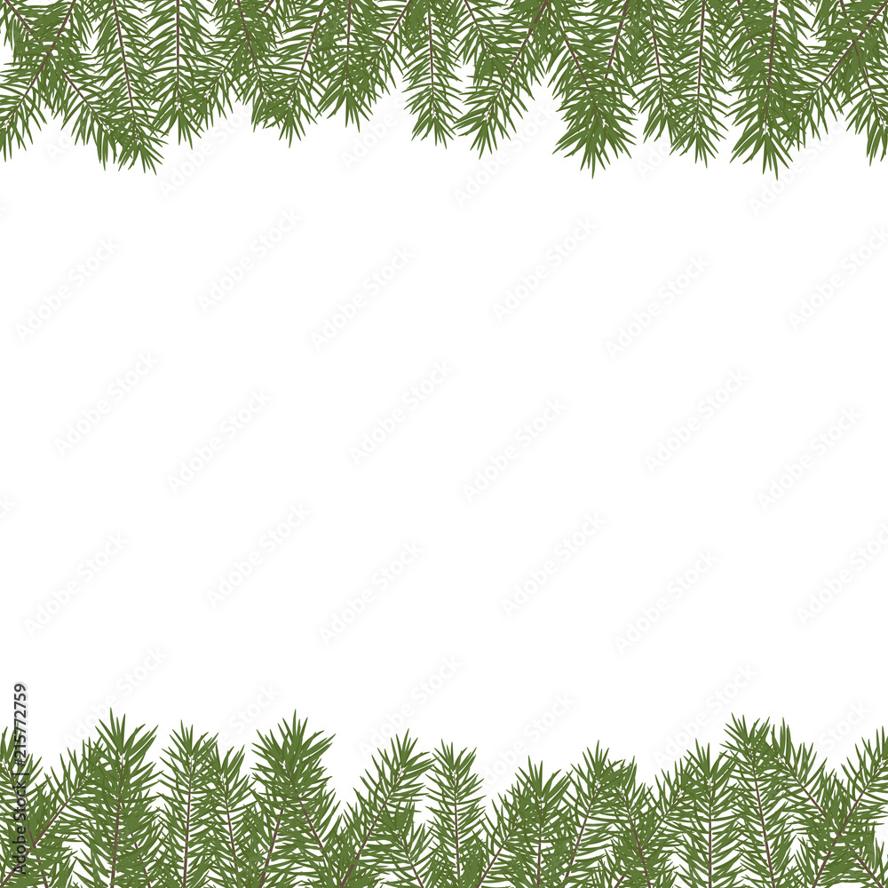 Fototapeta premium Horizontal Christmas tree border. Vector Christmas tree branches