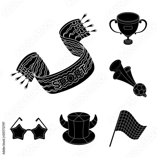 Fan and Attributes black icons in set collection for design. Sports Fan vector symbol stock web illustration.