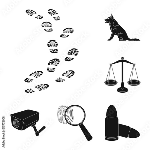 Prison and the criminalblack icons in set collection for design.Prison and Attributes vector symbol stock web illustration.