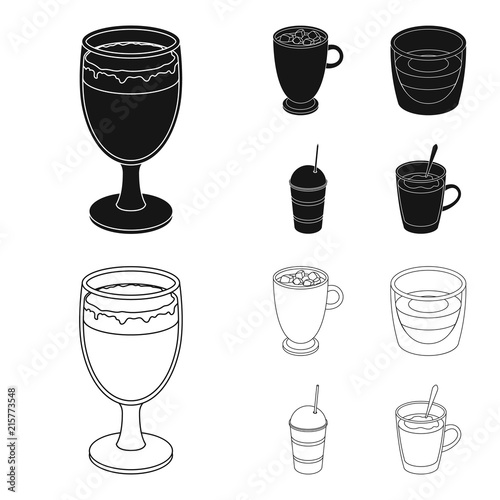 Ristretto, hot chocolate, latte take-away.Different types of coffee set collection icons in black,outline style vector symbol stock illustration web.