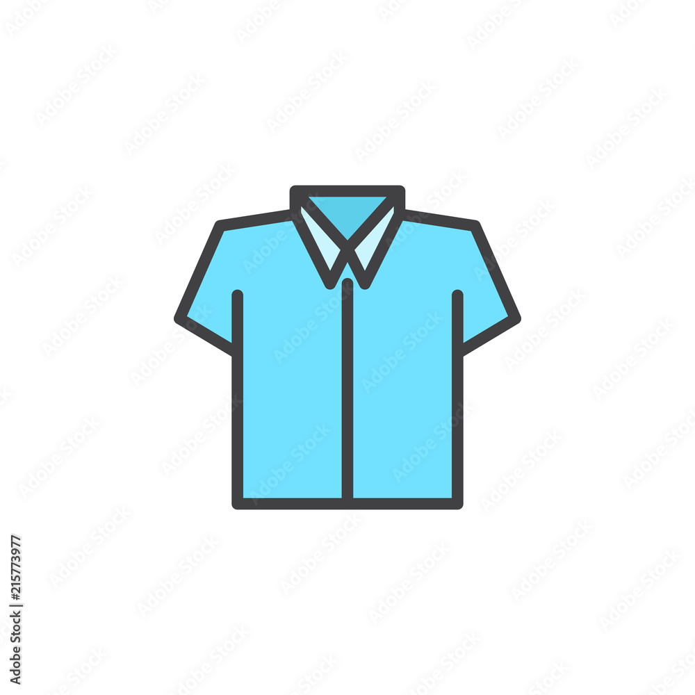 Blue Shirt filled outline icon, line vector sign, linear colorful pictogram isolated on white. Clean shirt symbol, logo illustration. Pixel perfect vector graphics Blue Shirt filled outline icon, line vector sign, linear colorful pictogram isolated on white. Clean shirt symbol, logo illustration. Pixel perfect vector graphics