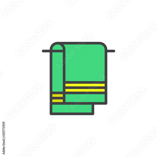 Towel filled outline icon, line vector sign, linear colorful pictogram isolated on white. Hand holder towel symbol, logo illustration. Pixel perfect vector graphics