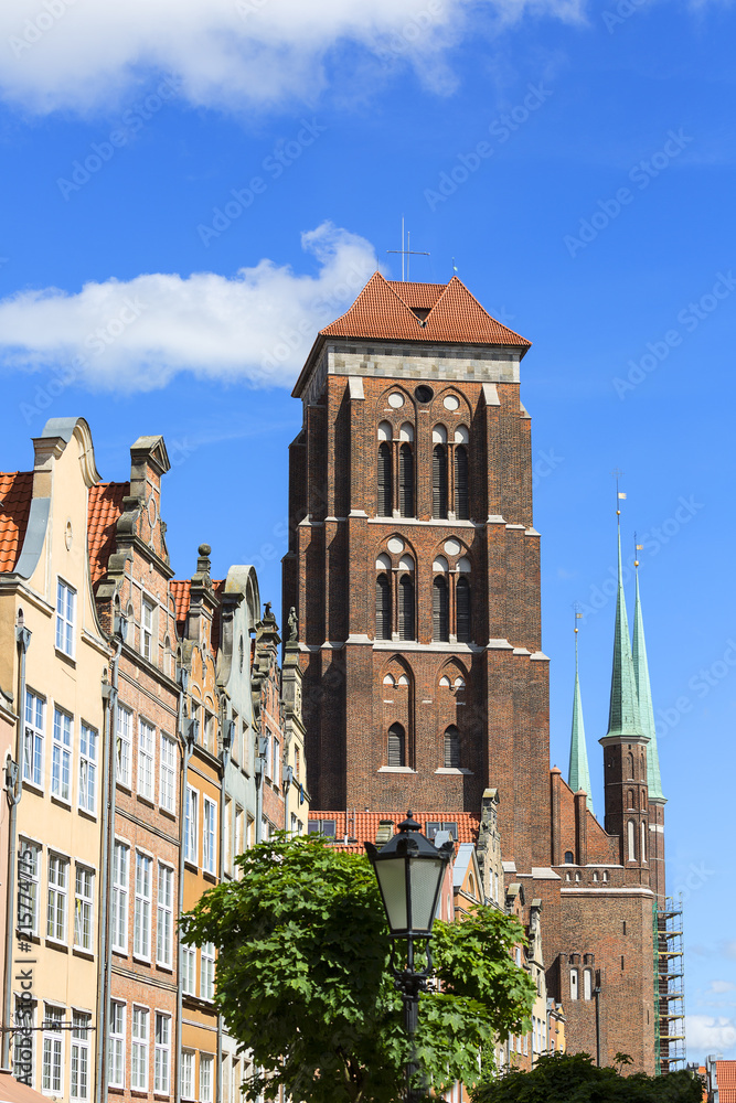 16th century brick gothic St. Mary's Church, exterior, Gdansk, Poland