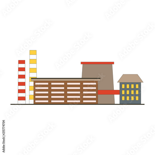 Factory building game app icon in flat style. Manufacturing industrial factory  concept isolated on white background. Vector illustration  photo