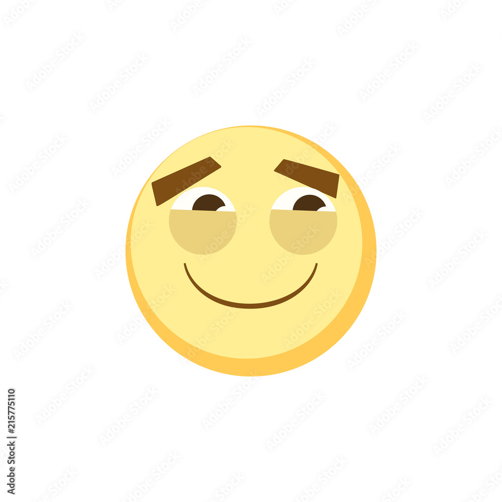 Fototapeta premium Yellow emoji icon for app game, ui or web design template. Vector emotion sign face