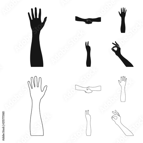Sign Language black,outline icons in set collection for design.Emotional part of communication vector symbol stock web illustration.