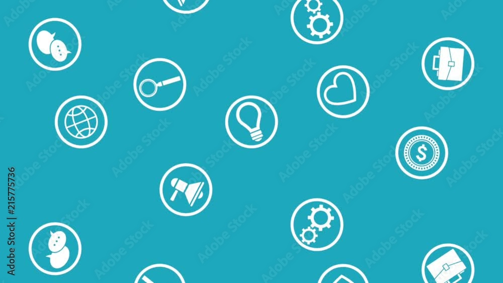 Social networks symbols falling over blue background high definition animation colorful scenes Social networks symbols falling over blue background high definition animation colorful scenes