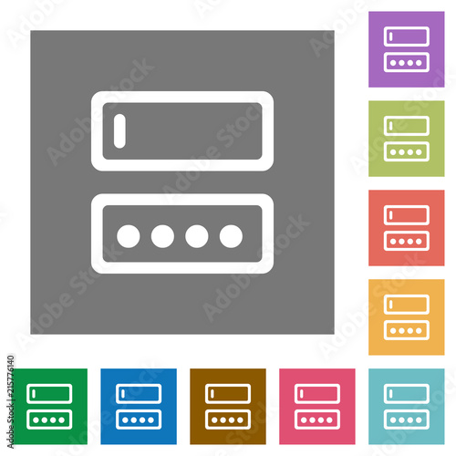 Entering login name and password square flat icons