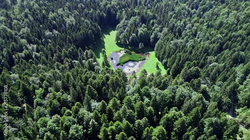4K scenic flight of Eibsee in Bavaria on the bottom of Zugspitze the highest mountain in germany
