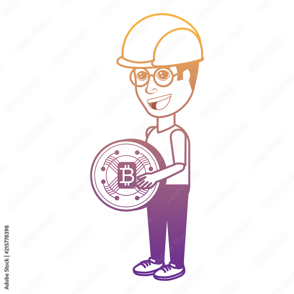 cartoon man with safety helmet and bitcoin coin over white background, vector illustration Stock Vector | Adobe Stock cartoon man with safety helmet and bitcoin coin over white background, vector illustration Stock Vector | Adobe Stock