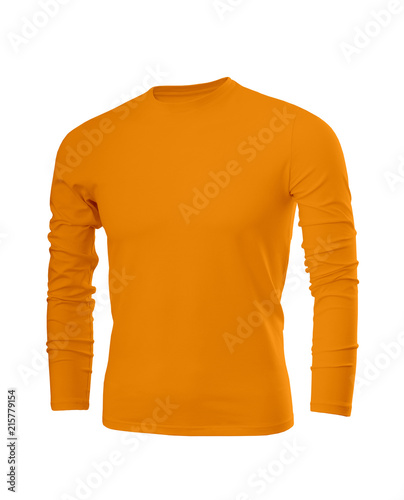 Slim male shirt in orange with long sleeves isolated on white background (model 3)