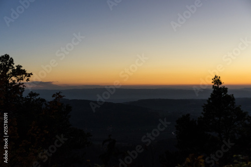 sunset scene with orange sky and tree