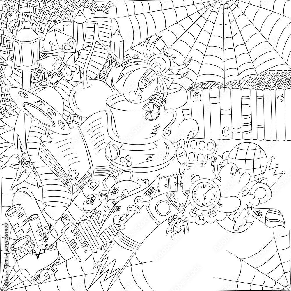 Abstract pattern, spider. Hand-drawn, doodle