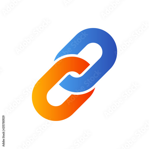 Icono plano enlace en azul y naranja