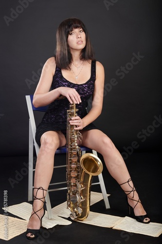 Girl with saxophone